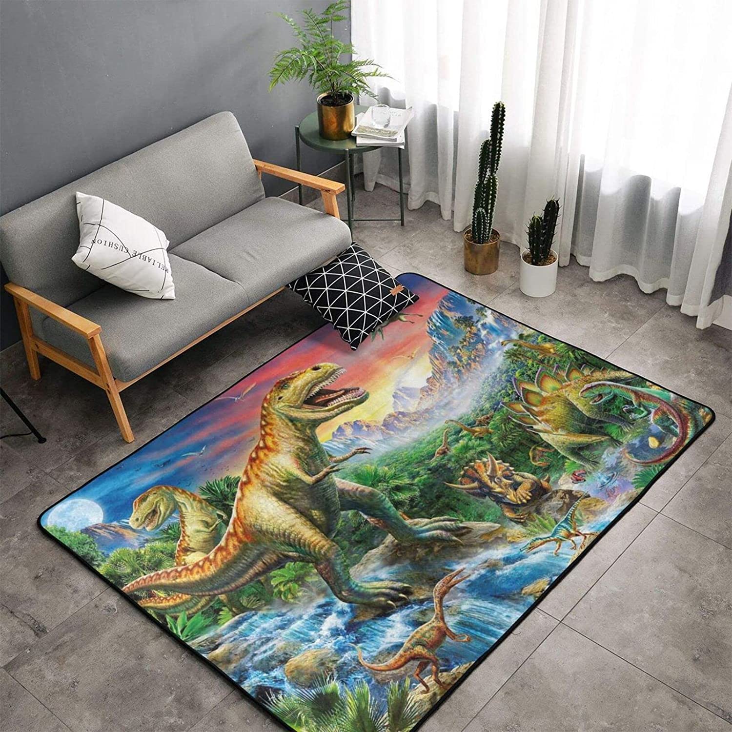 Colorful Dinosaur World Area Rug