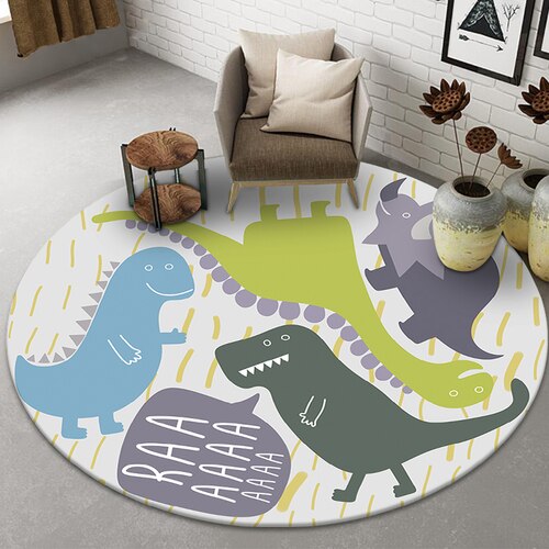 Jurassic Joyride: Kids' Round Dinosaur Rug