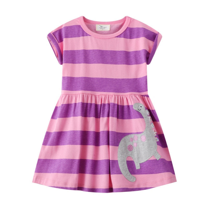 Girly Dinosaur Striped Dress