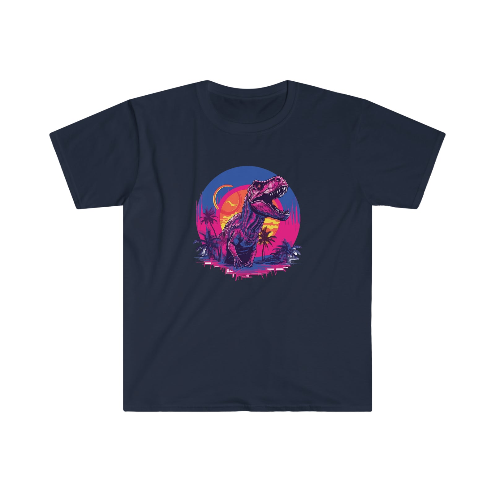 Pink Sky Predator: Roaring T-Rex Dinosaur Shirt