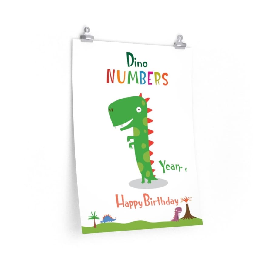 1 Year Happy Birthday Dinosaur Poster - 18″ × 24″ / Matte - 