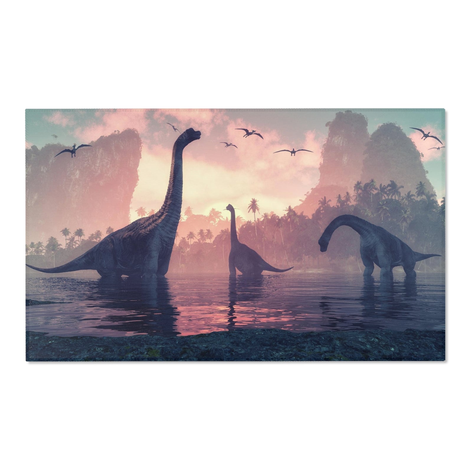 Jurassic Giants: Long-neck Dinosaur Area Rug