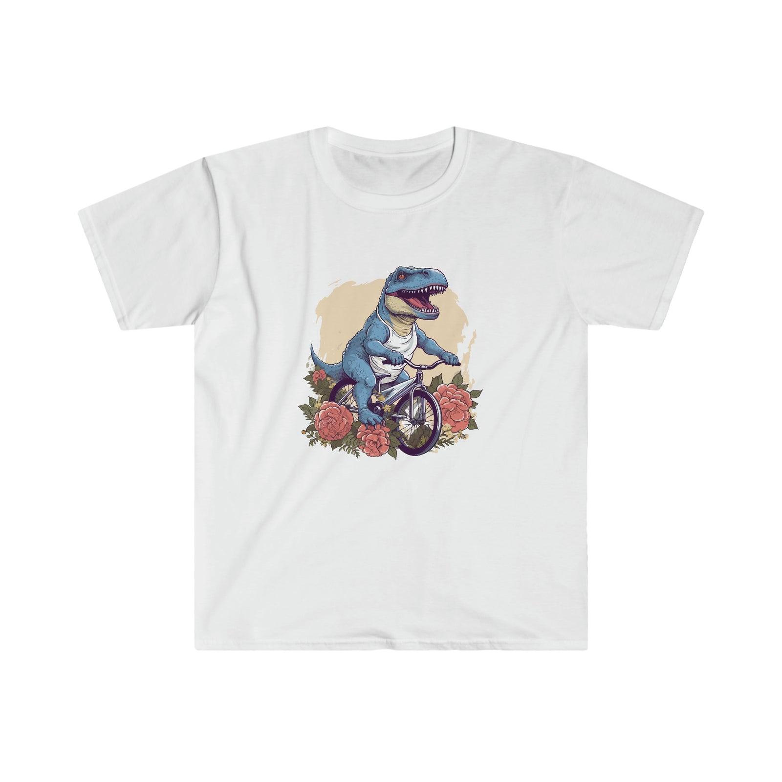 Blossom Biker: Floral T-Rex Dinosaur Shirt