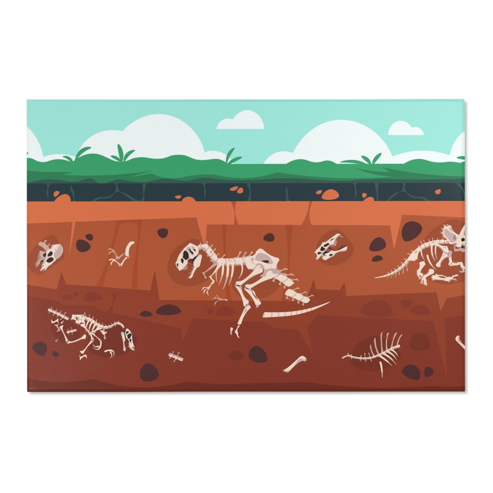 Paleo Pals: Cartoon Dinosaur Fossils Area Rug for Kids