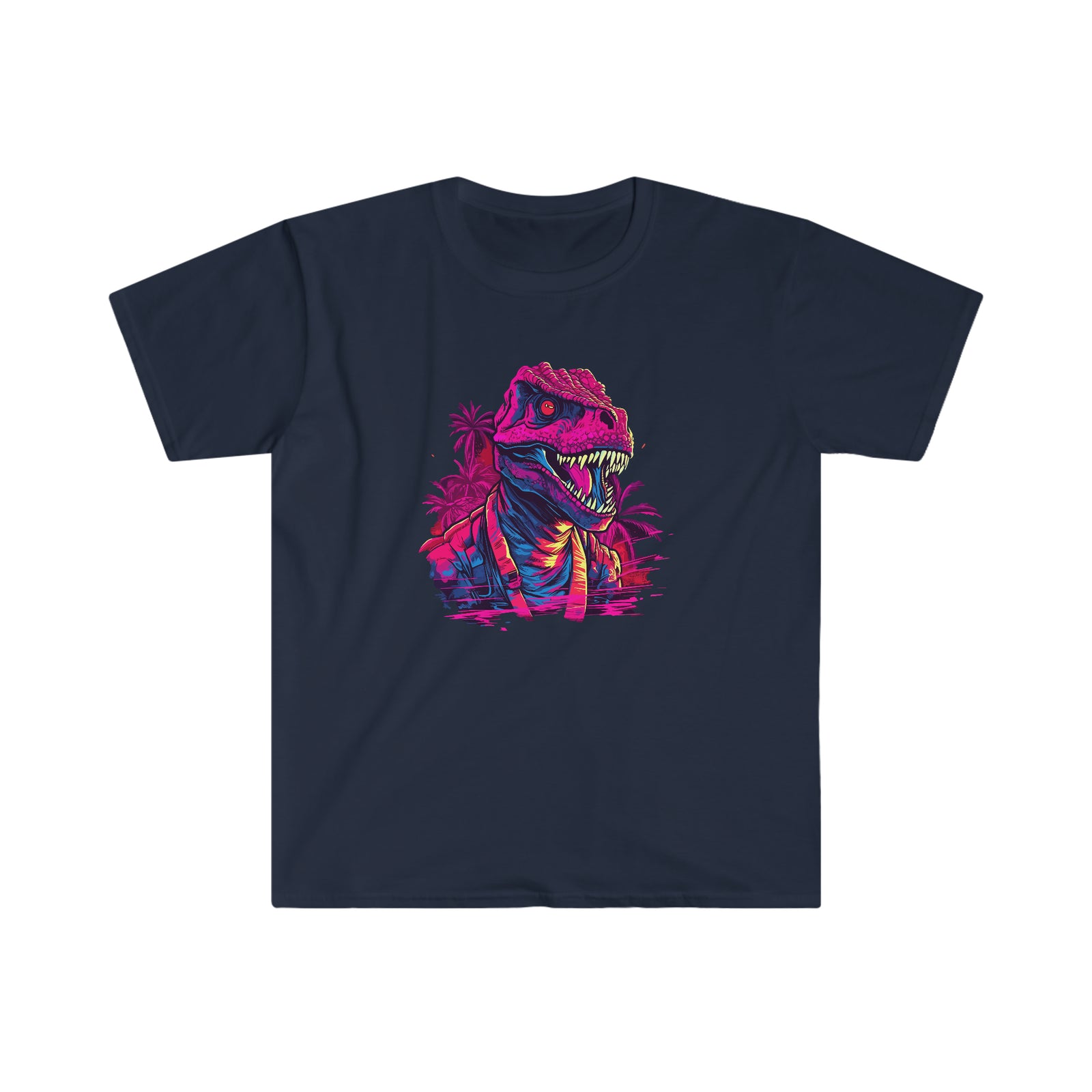 Cosmic Carnivore: Neon T-Rex Dinosaur T-Shirt