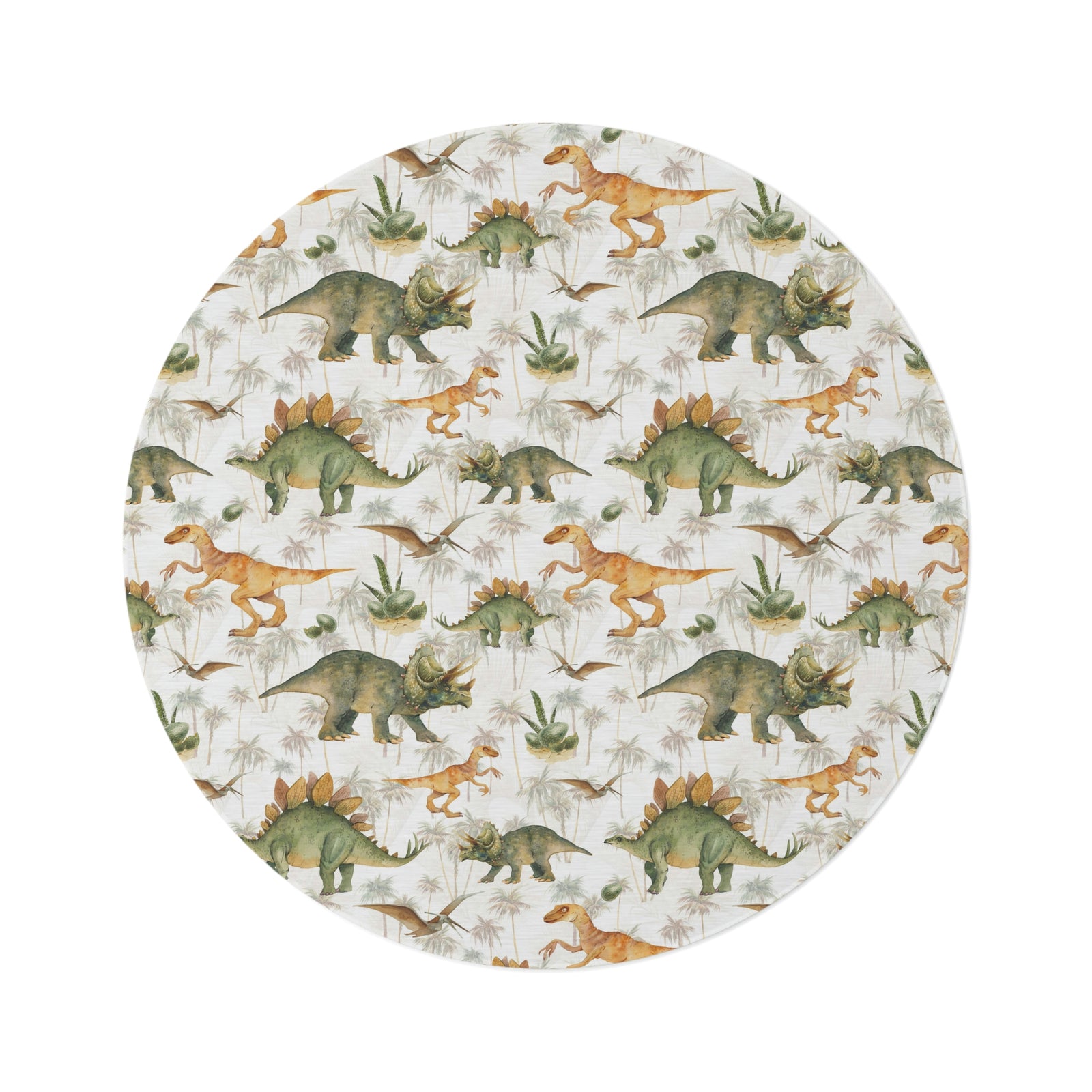 Round Dinosaur Adventure Rug