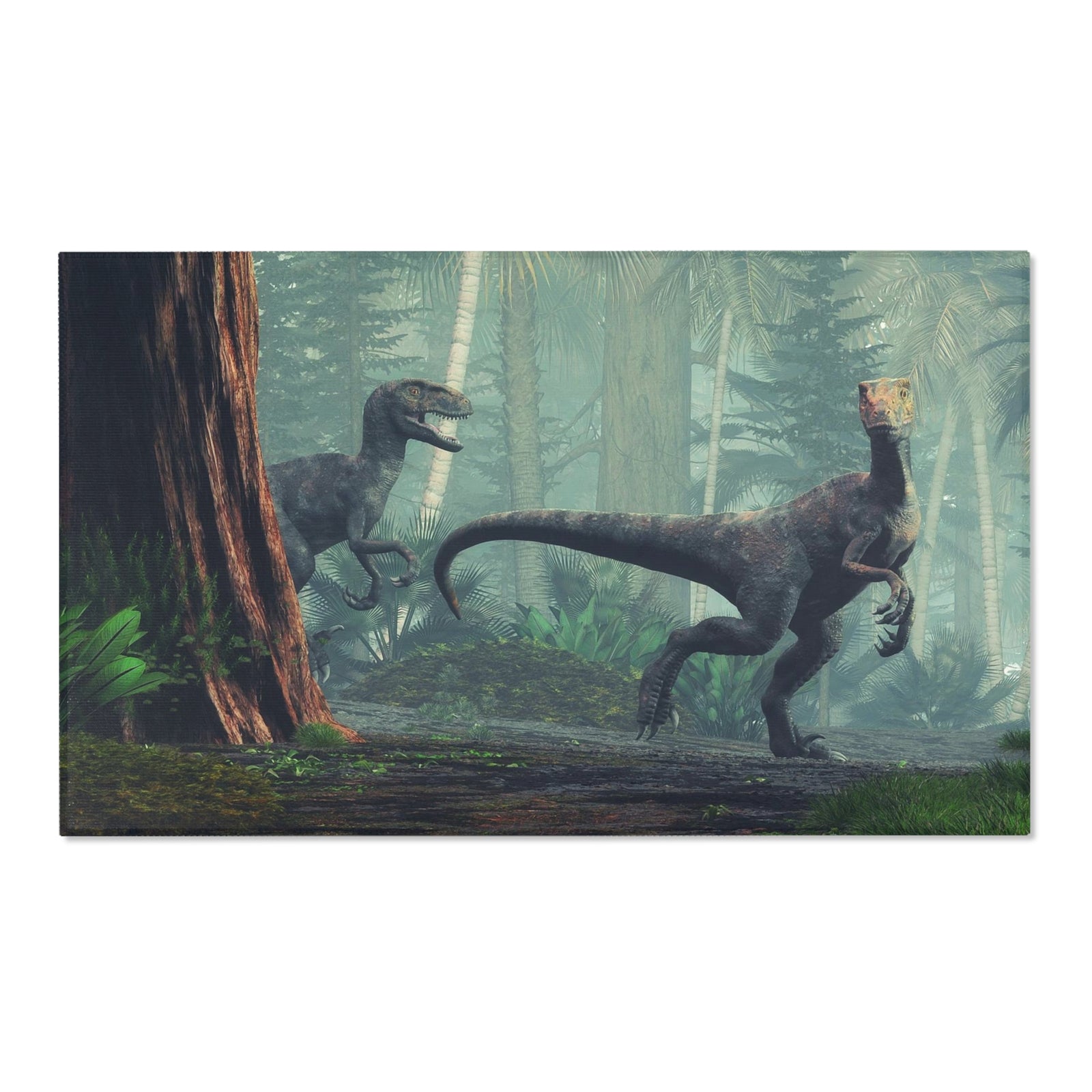 Prehistoric Speed: Velociraptor Bedroom Rug
