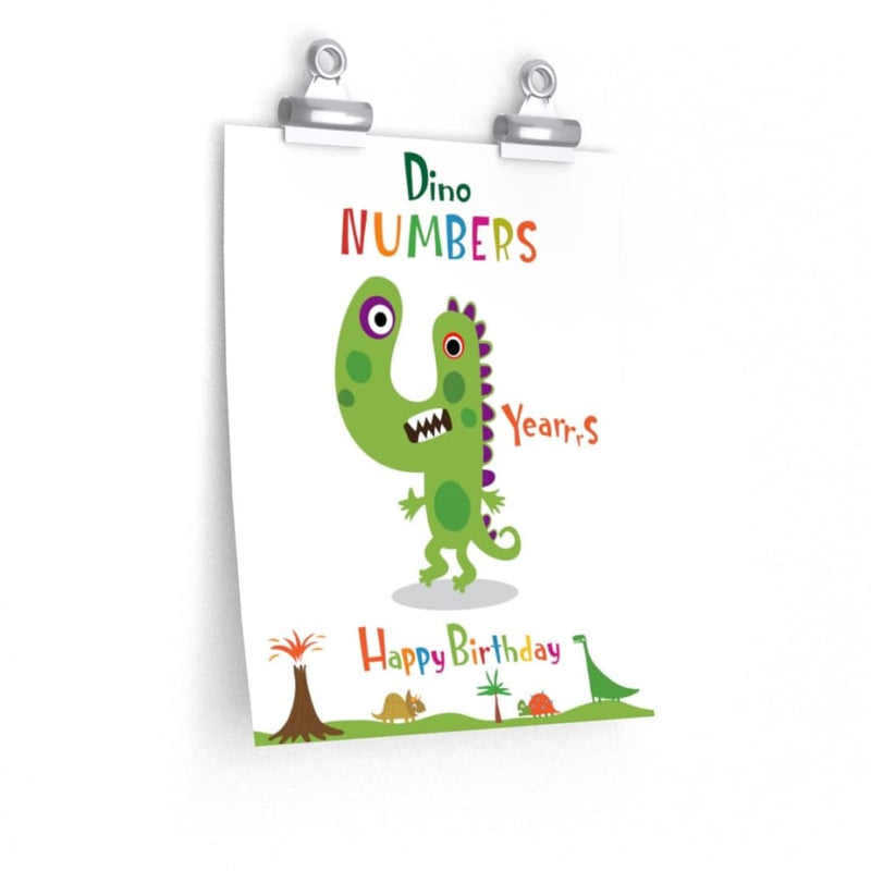 4 Years Happy Birthday Dinosaur Poster