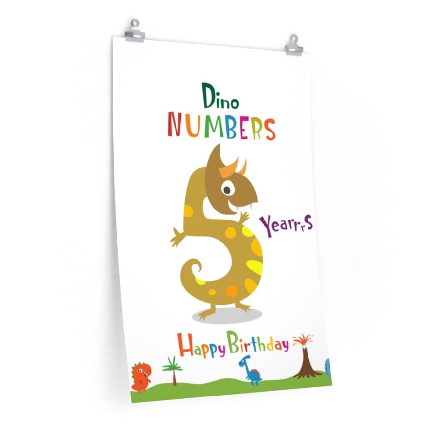 5 Years Happy Birthday Dinosaur Poster - 20″ × 30″ / Matte -