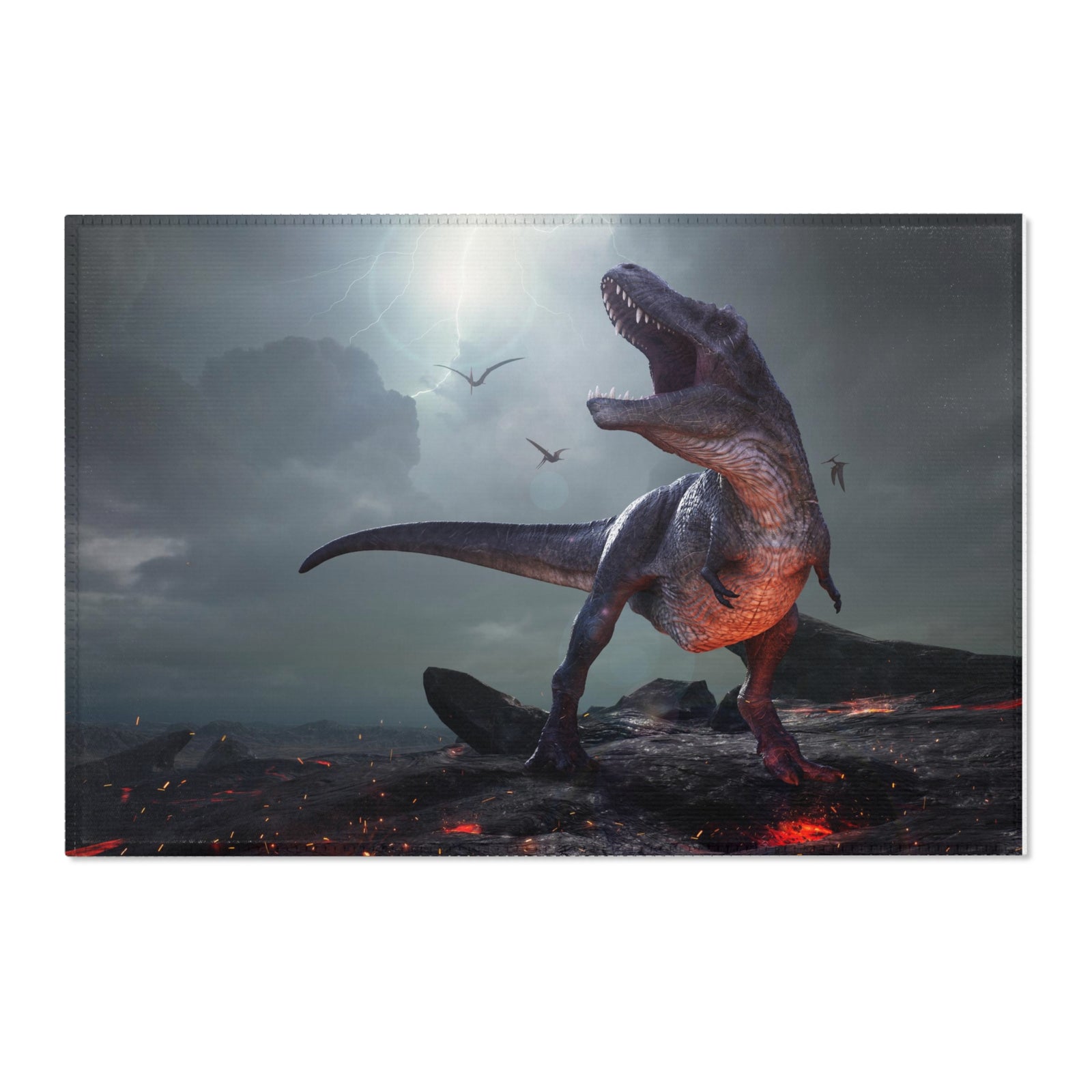 Apocalyptic King: T-rex During Apocalypse Area Rug