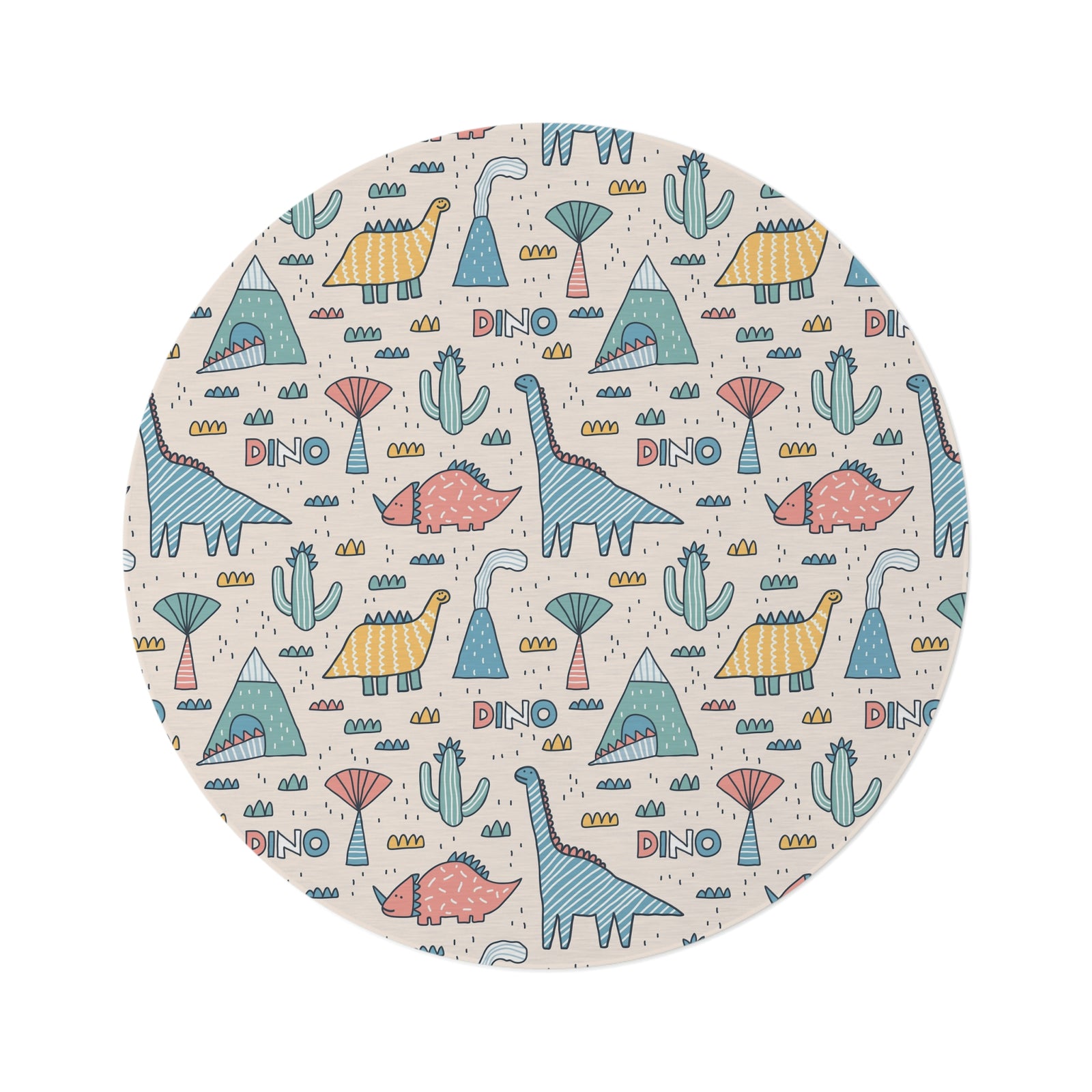 Dinosaur Cartoon Capers Round Rug
