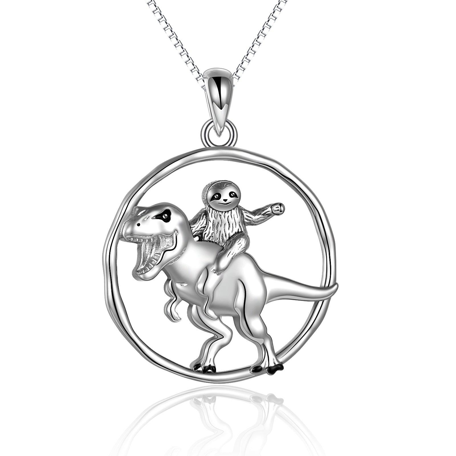 T-Rex Dinosaur Necklace - 925 Sterling Silver