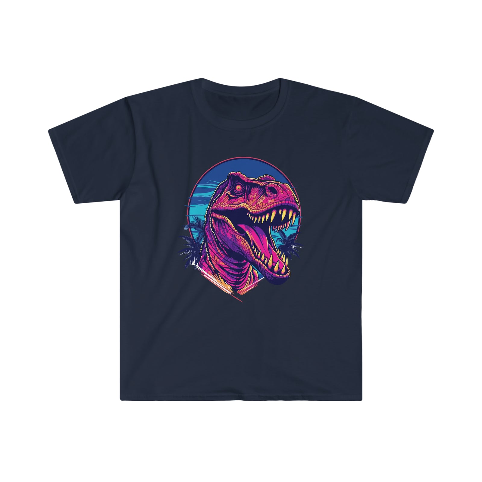 Raptor's Moonlit Gaze: Night Dinosaur Shirt