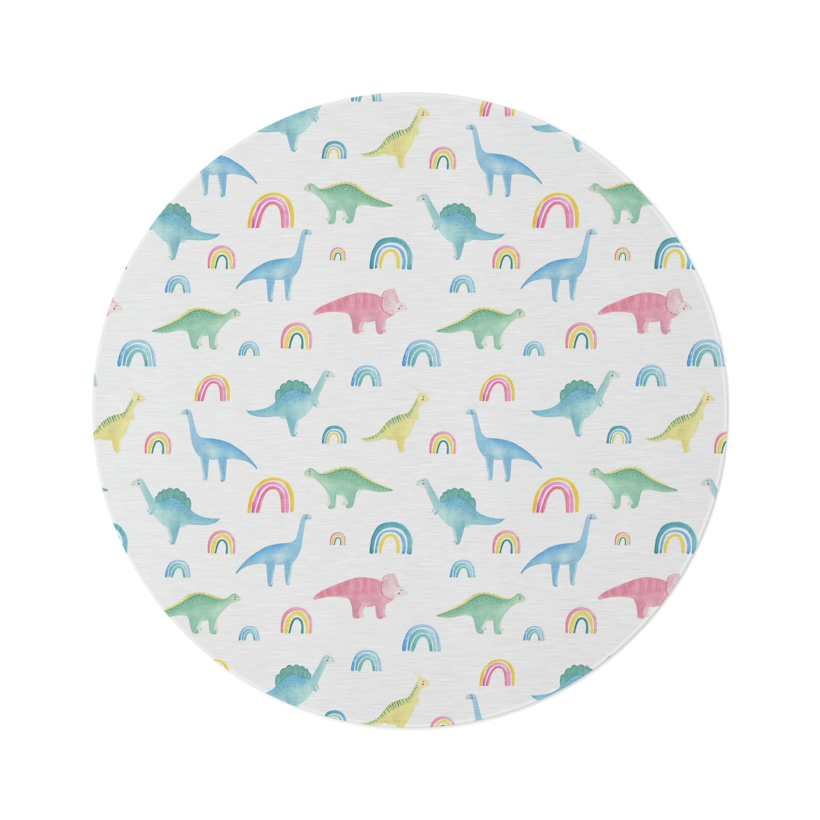 Pastel Dino-rific Rainbow Rug