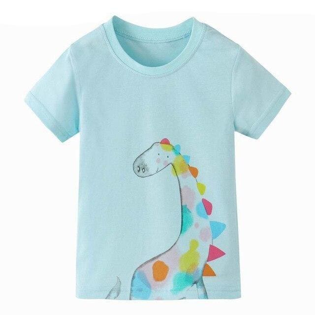 Blue Dinosaur Girl Shirt Multicolor Brontosaurus