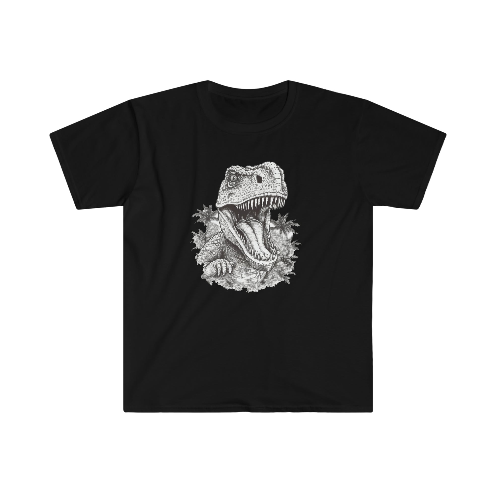 Silhouette Scream: Black and White Dinosaur Shirt