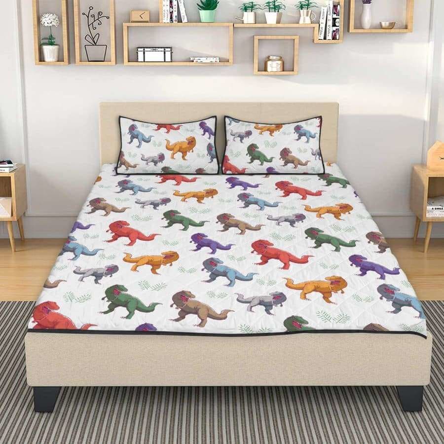 Colorful T-Rex Bedding Set (Comforter & Pillow) Twin - 