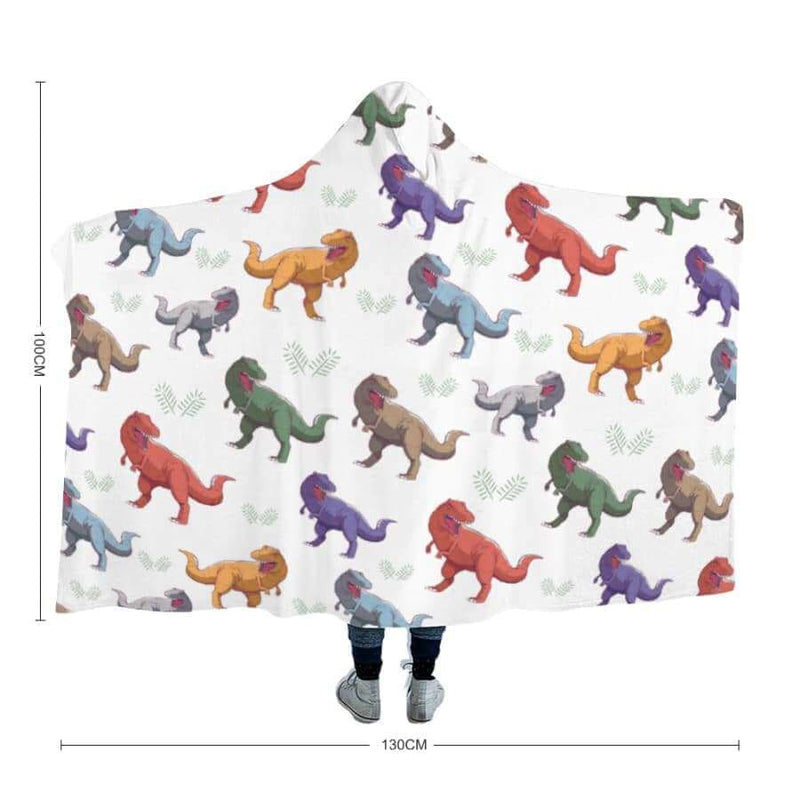 Colorful T-Rex <br> Dinosaur Hooded Blanket