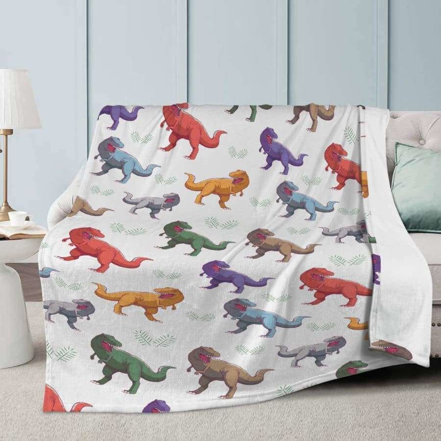 Colorful T-Rex Fleece Blanket - Blanket
