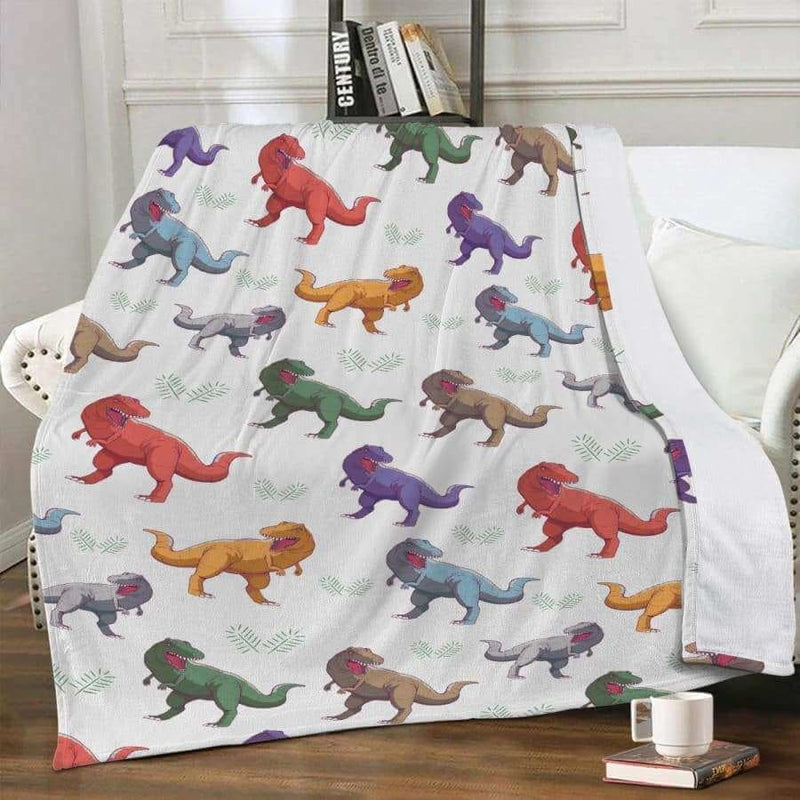 Colorful T-Rex Fleece Blanket