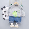 Cute Dino Outfit For Kids - Gray / 9M