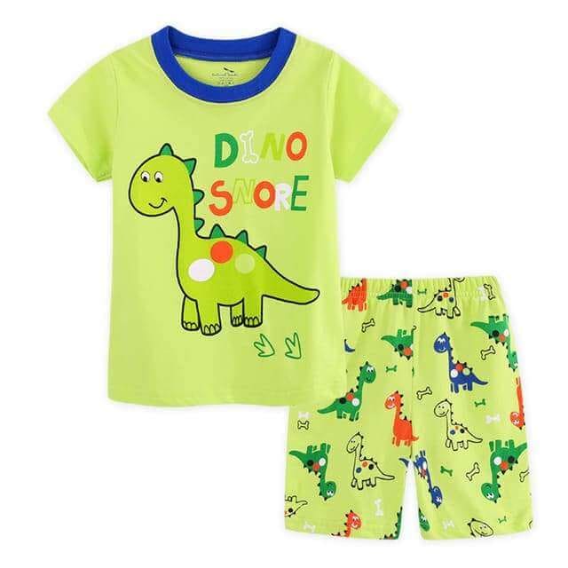 Cute Green Dinosaur Summer Pajamas