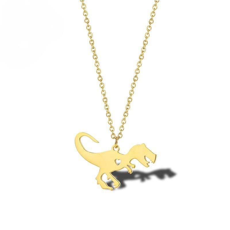 Cute T-Rex Necklace - Gold