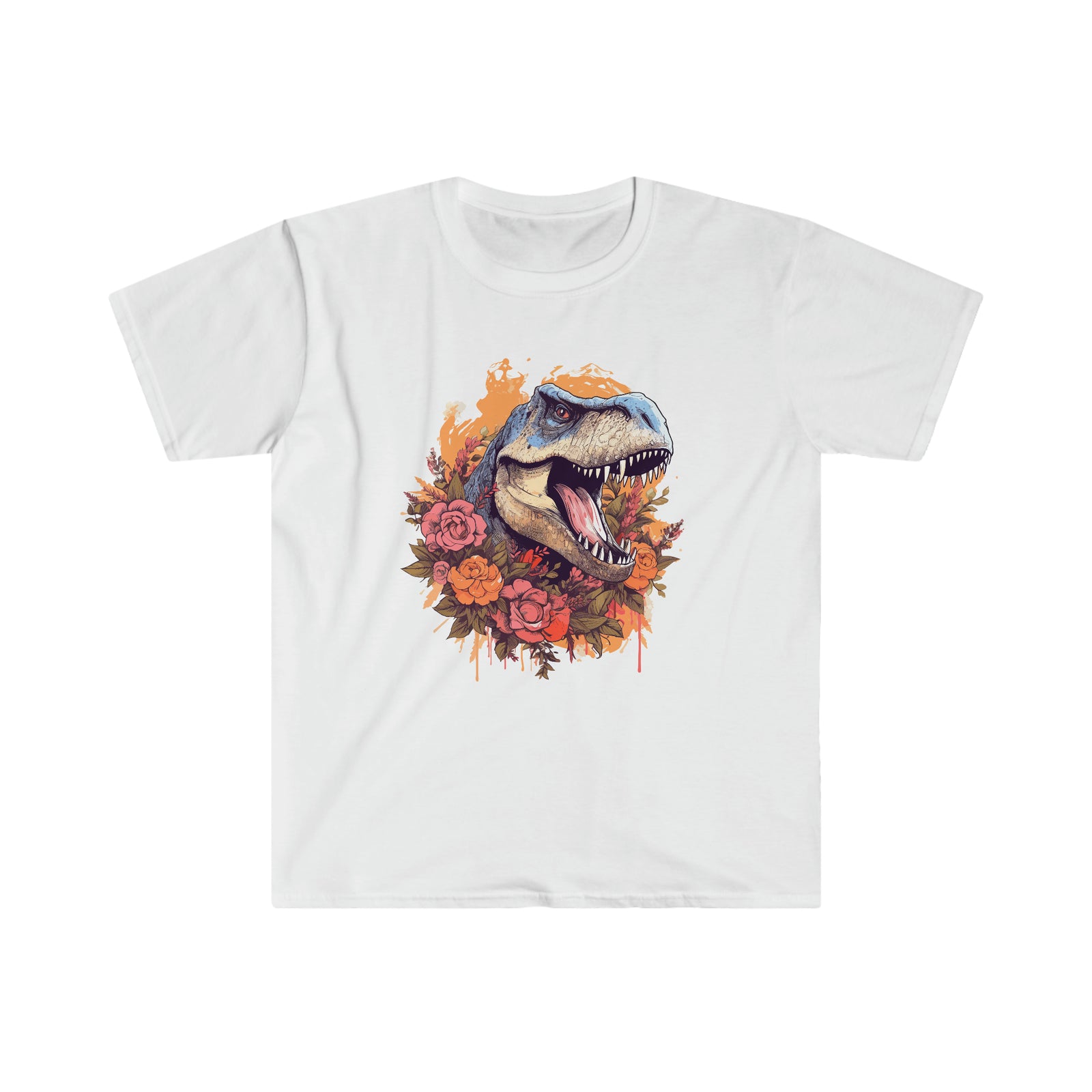 Rex in Roses: Floral T-Rex Shirt