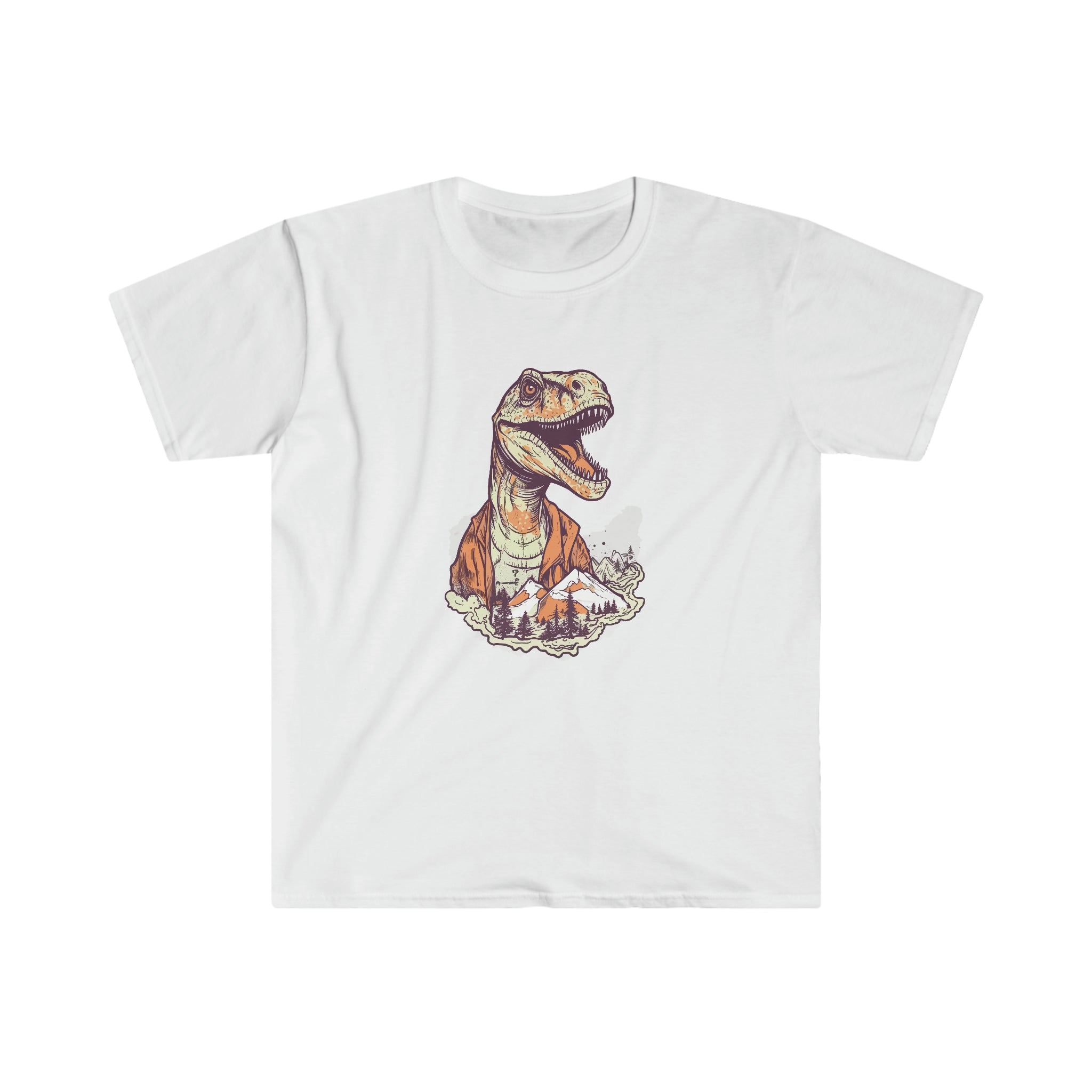 Alpine Raptor: Mountain Trekking Dinosaur Shirt