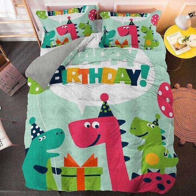 Dino Birthday Bedding Set (Duvet Cover & Pillowcases) 228 / 