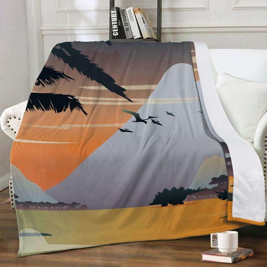 Dino Era Dual-sided Stitched Fleece Blanket - S (55.1x43.3) 