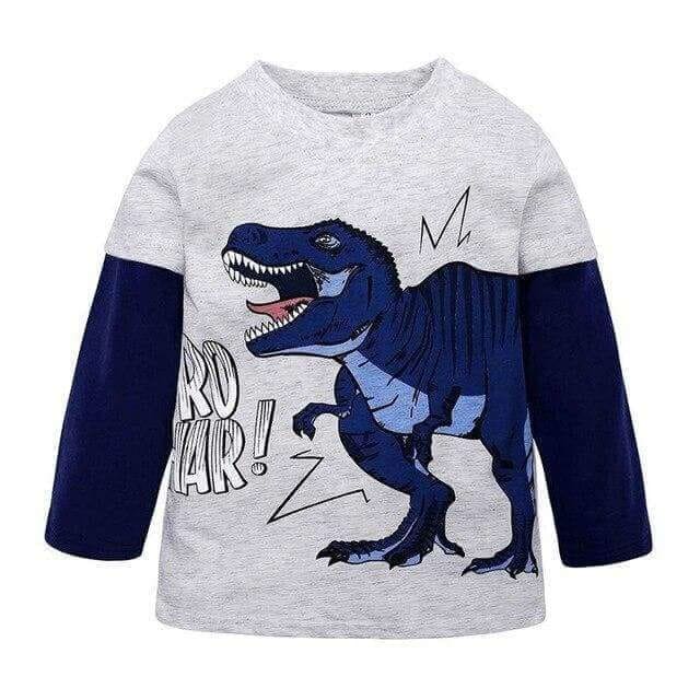 Dinosaur Boy Long Sleeved Shirt Blue T-Rex