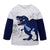 Dinosaur Boy Long Sleeved Shirt Blue T-Rex