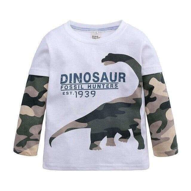 Dinosaur Boy Long Sleeved Shirt Camouflaged Brachiosaurus 