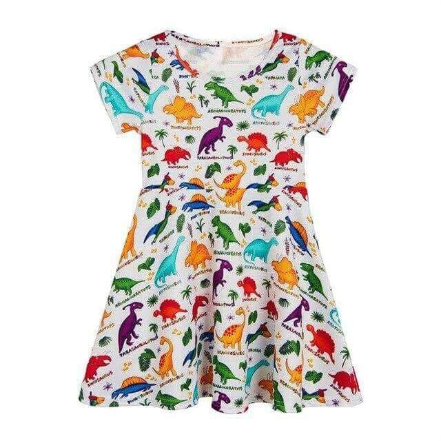 Colorful Dinosaur Girl Dress