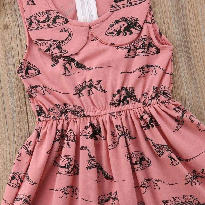 Dinosaur Girl Dress Pink Princess Robe - Pink / 24M