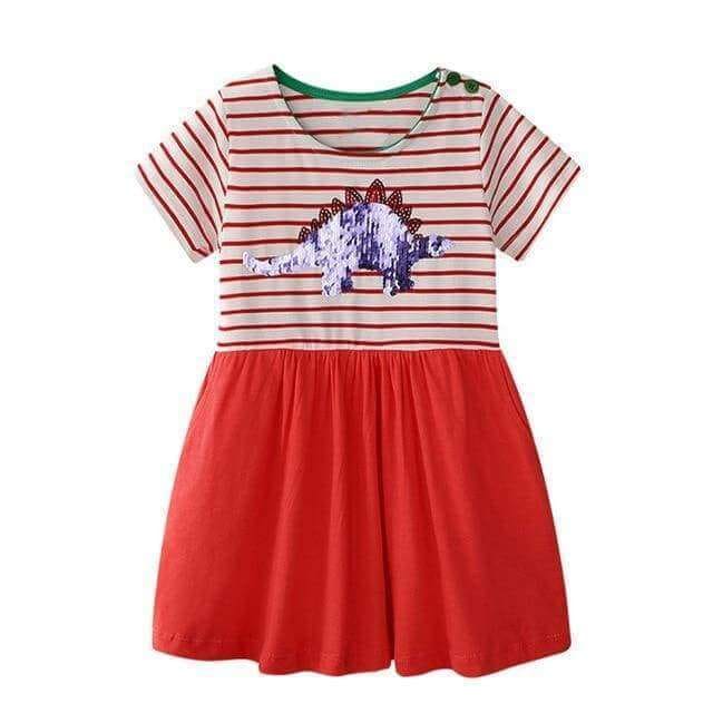 Red Stegosaurus Girl Dress