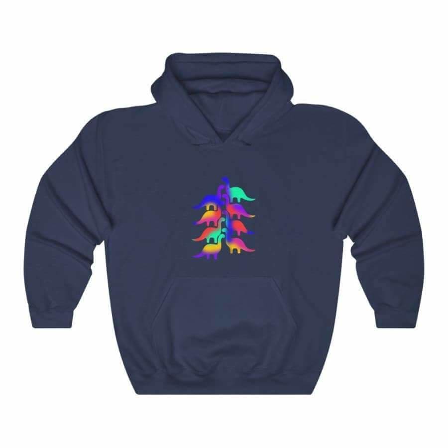 Dinosaur Hooded Sweatshirt For Women Dinosaur Tree - Navy / 