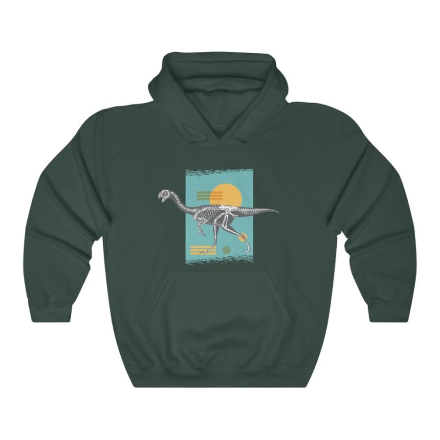 Dinosaur Hooded Sweatshirt Oviraptoridae - Forest Green / L 
