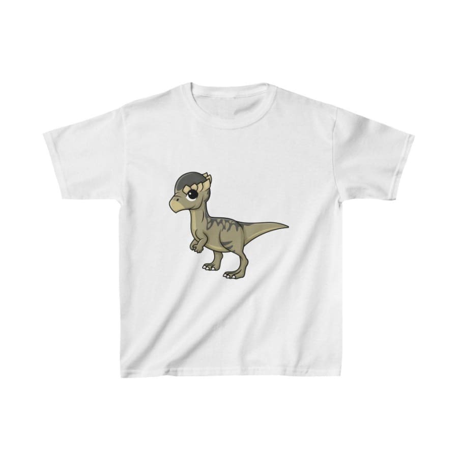 Dinosaur Kids Tee Cute Pachycephalosaurus - White / L - Kids