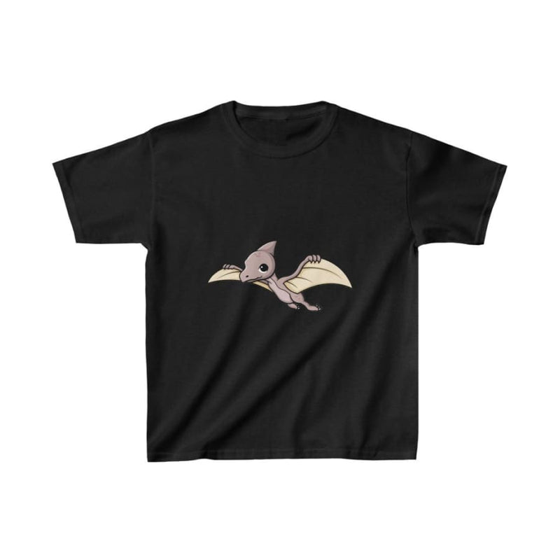 Dinosaur Kids Tee Cute Pterodactyl - White / L - Kids 