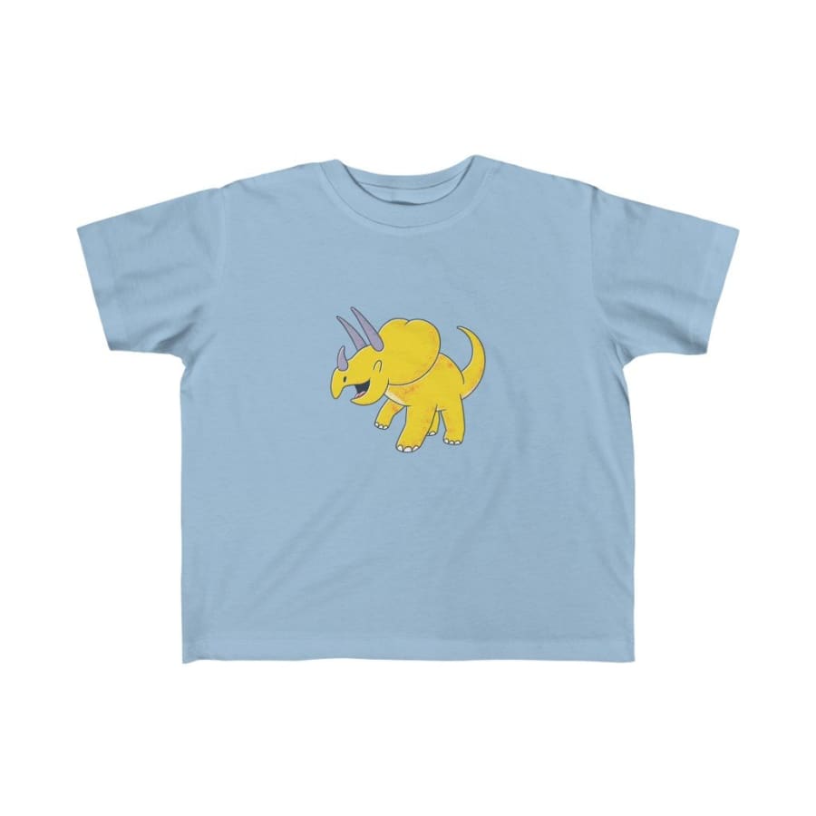 Dinosaur Kids Tee Cute Triceratops - Light Blue / 4T - Kids 