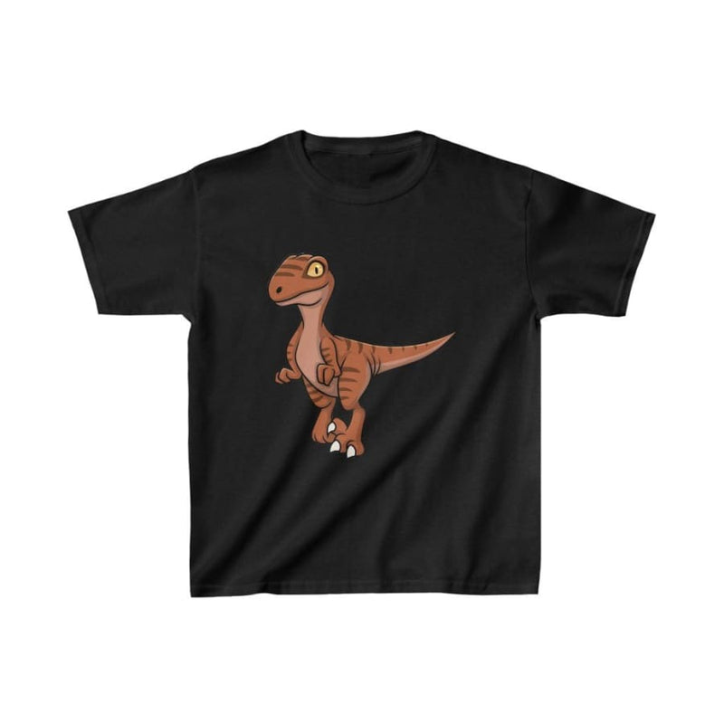 Dinosaur Kids Tee Cute Velociraptor - White / L - Kids 