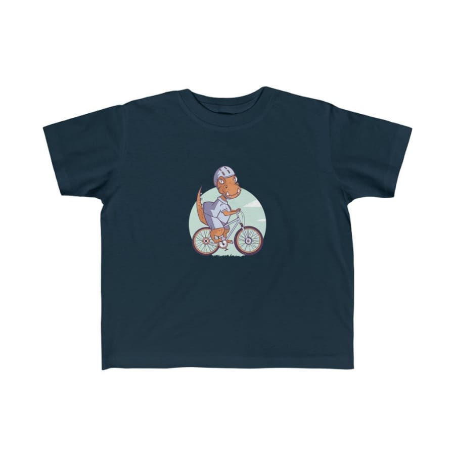 Dinosaur Kids Tee Dinosaur Bike - Navy / 4T - Kids clothes