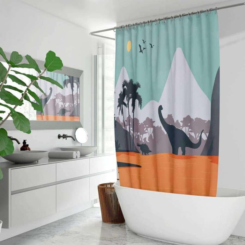 Dinosaur Landscape Shower Curtain - L (85x72in) - Bathroom