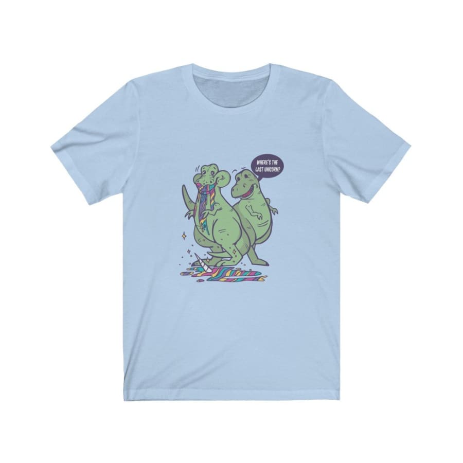 Dinosaur Tee Eating Unicorn - Baby Blue / L - T-Shirt