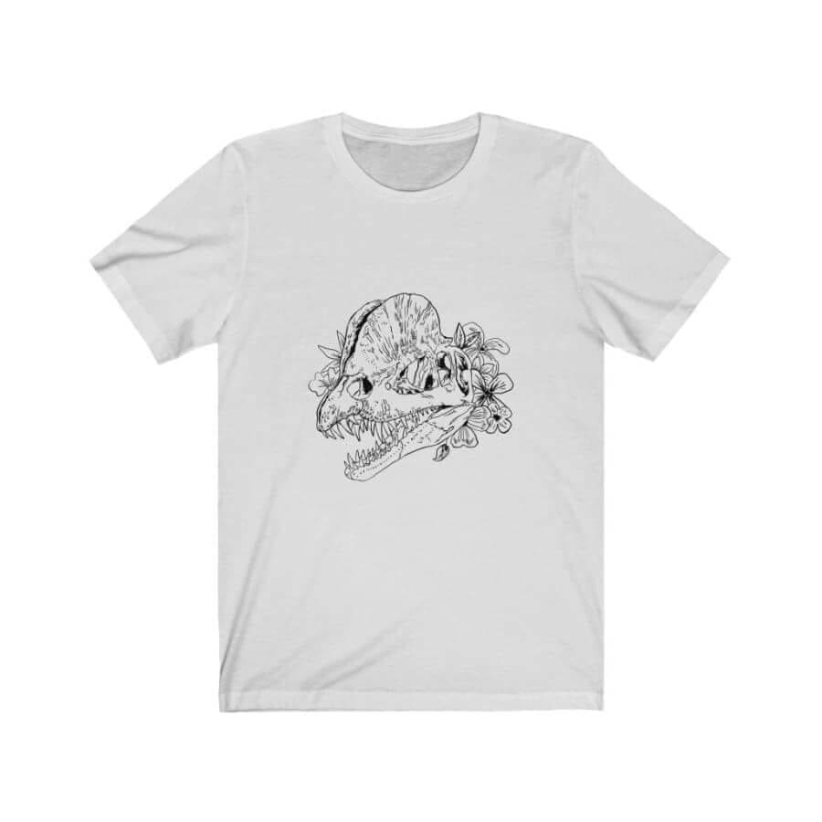 Dinosaur Tee <br> Floral Dilophosaurus Skull