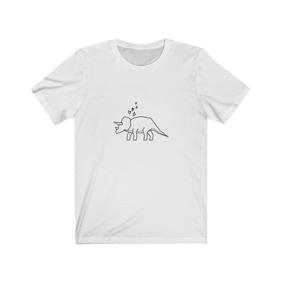 Dinosaur Women Tee Minimalist Triceratops - White / L - 