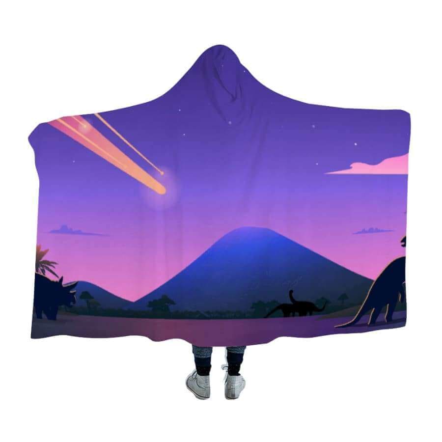 Dinosaurs Extinction Hooded Blanket