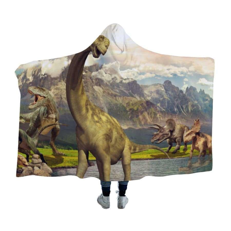 Dinosaurs Lake Hooded Blanket
